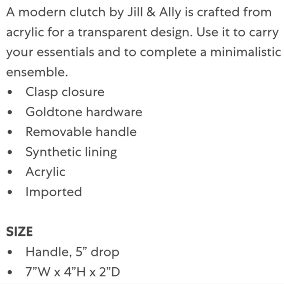 NWT Jill & Ally Transparent Acrylic Chain Clutch Purse Bag - Picture 10 of 10